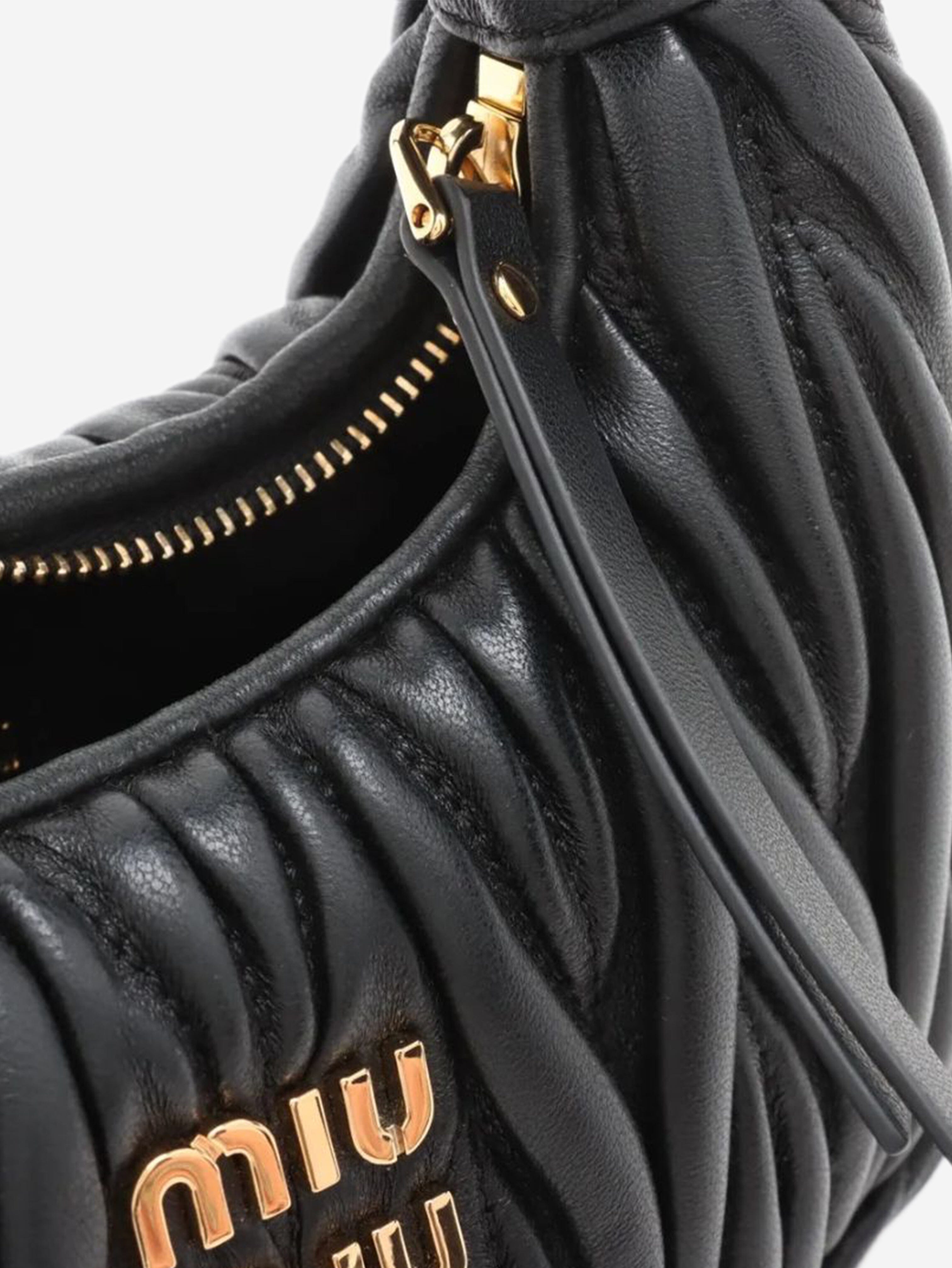 Black Matelassé leather 2way bag Shoulder bags Miu Miu 