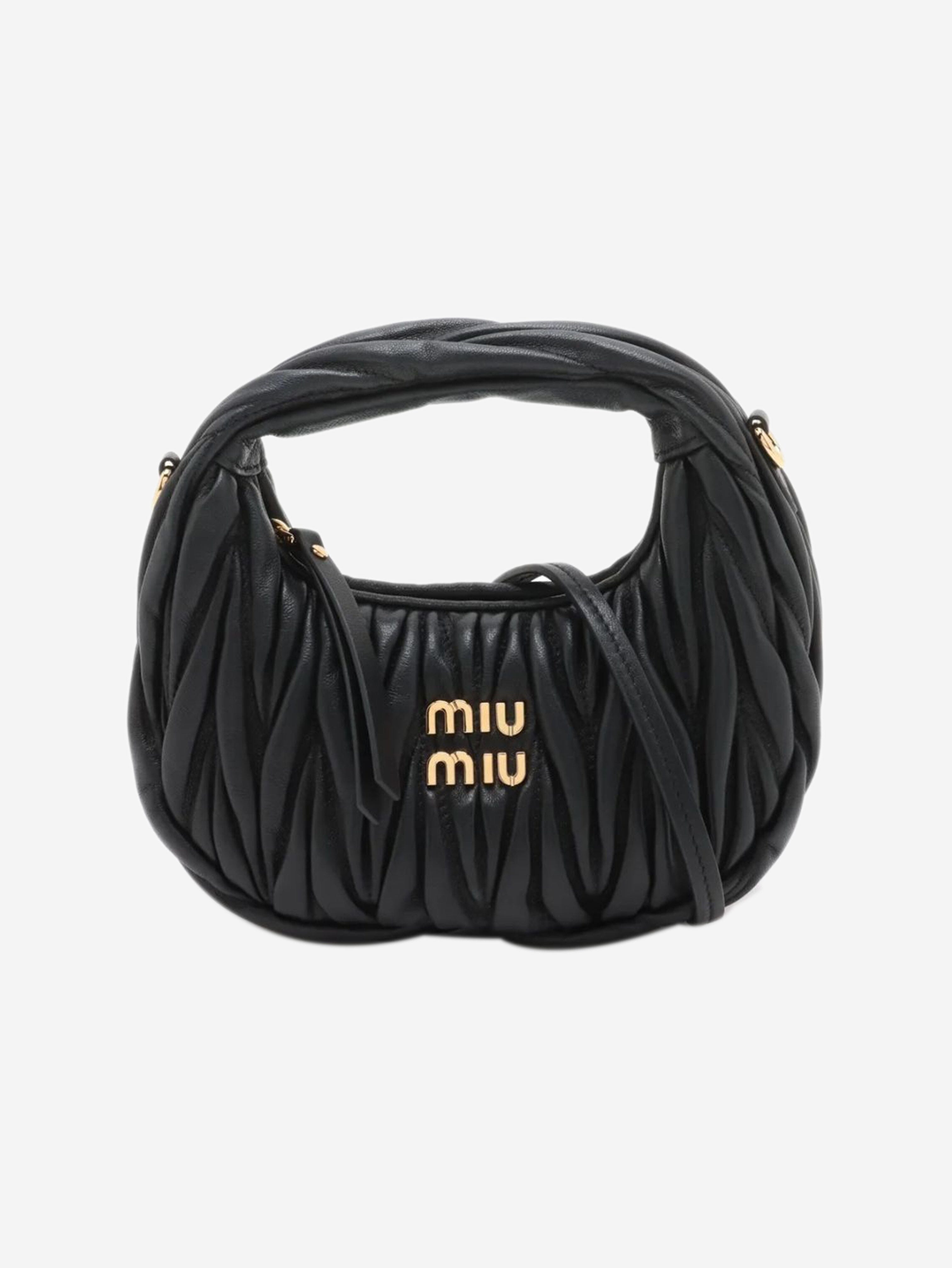 Black Matelassé leather 2way bag Shoulder bags Miu Miu 
