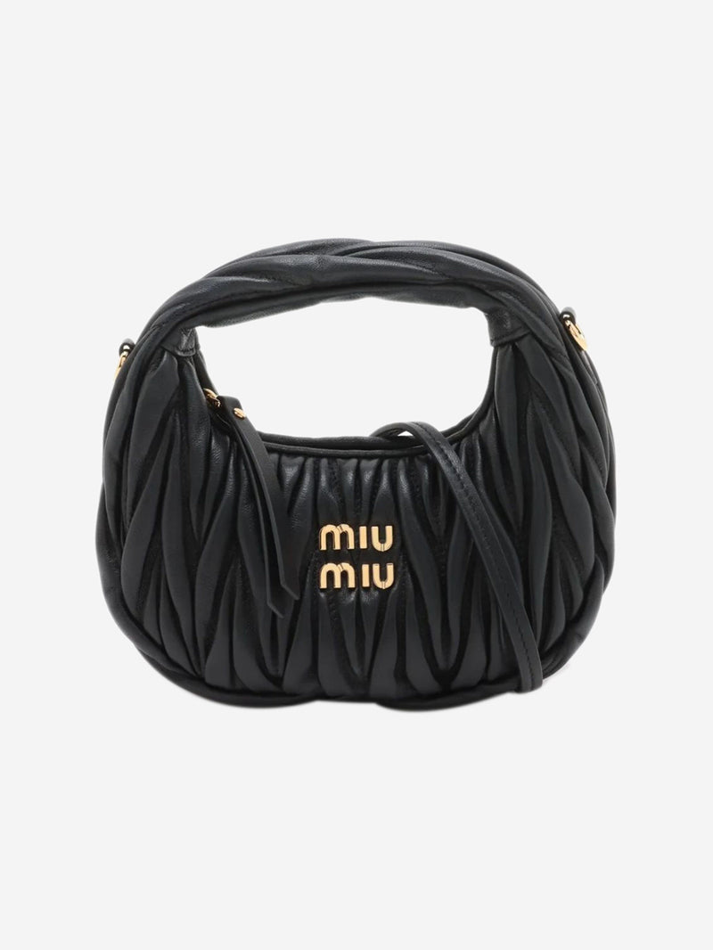 Black Matelassé leather 2way bag Shoulder bags Miu Miu 
