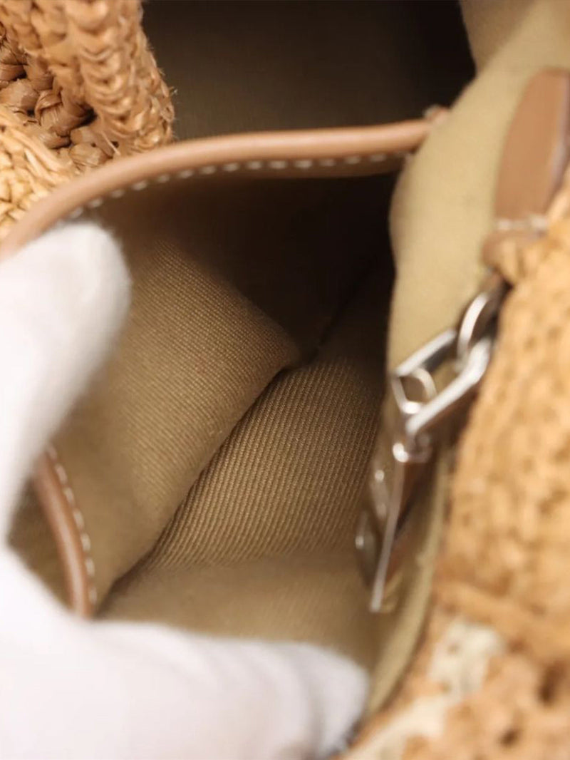 Neutral Canapa raffia tote bag Tote Bags Prada 