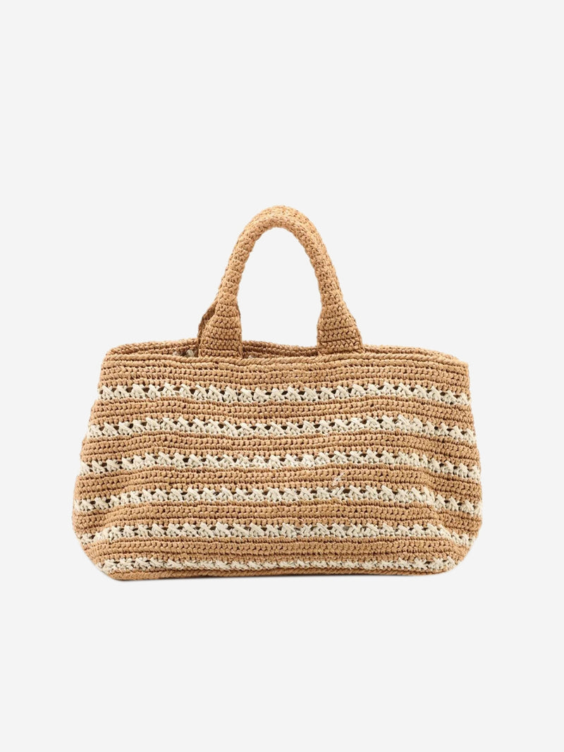 Neutral Canapa raffia tote bag Tote Bags Prada 