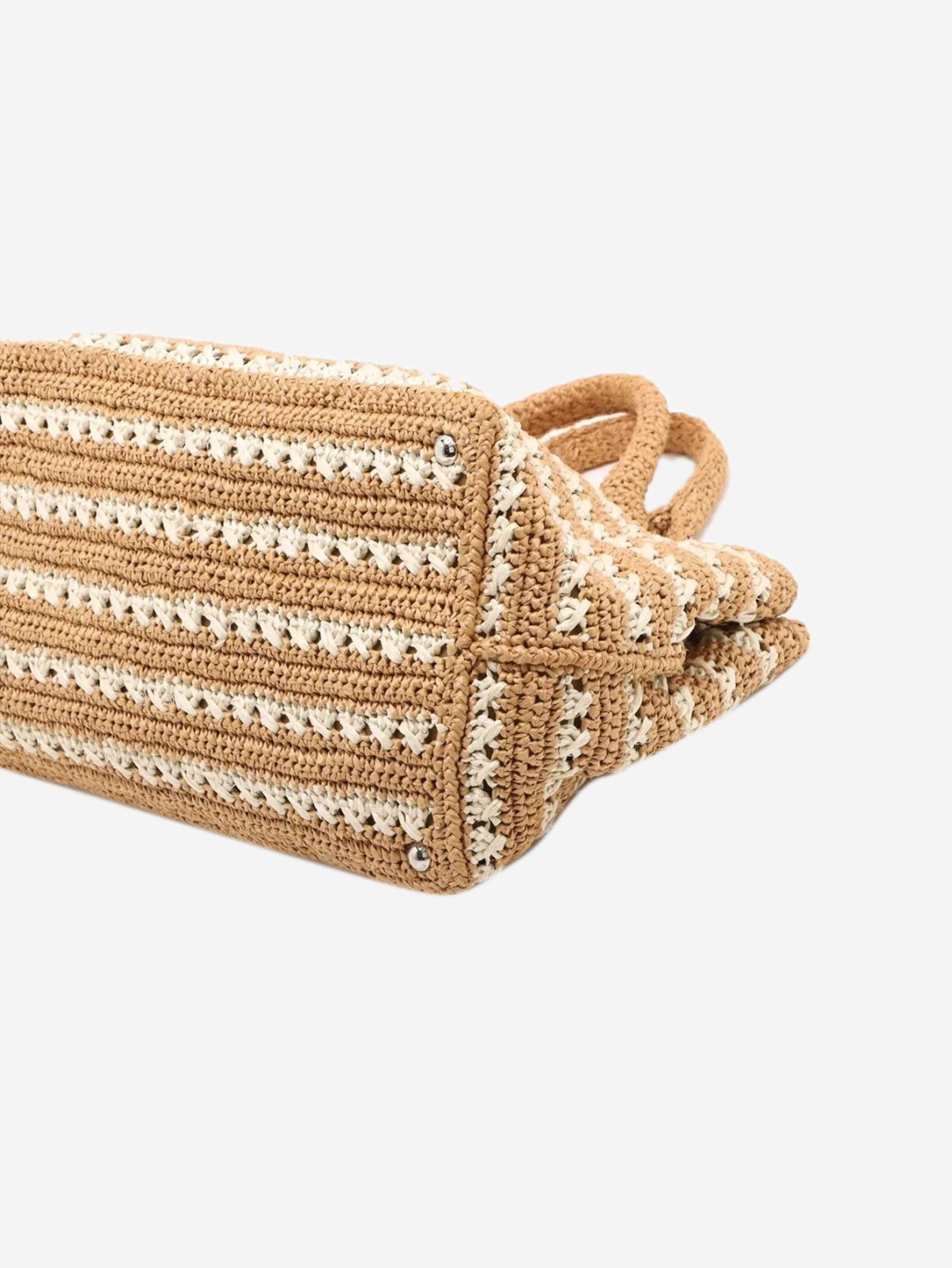 Neutral Canapa raffia tote bag Tote Bags Prada 