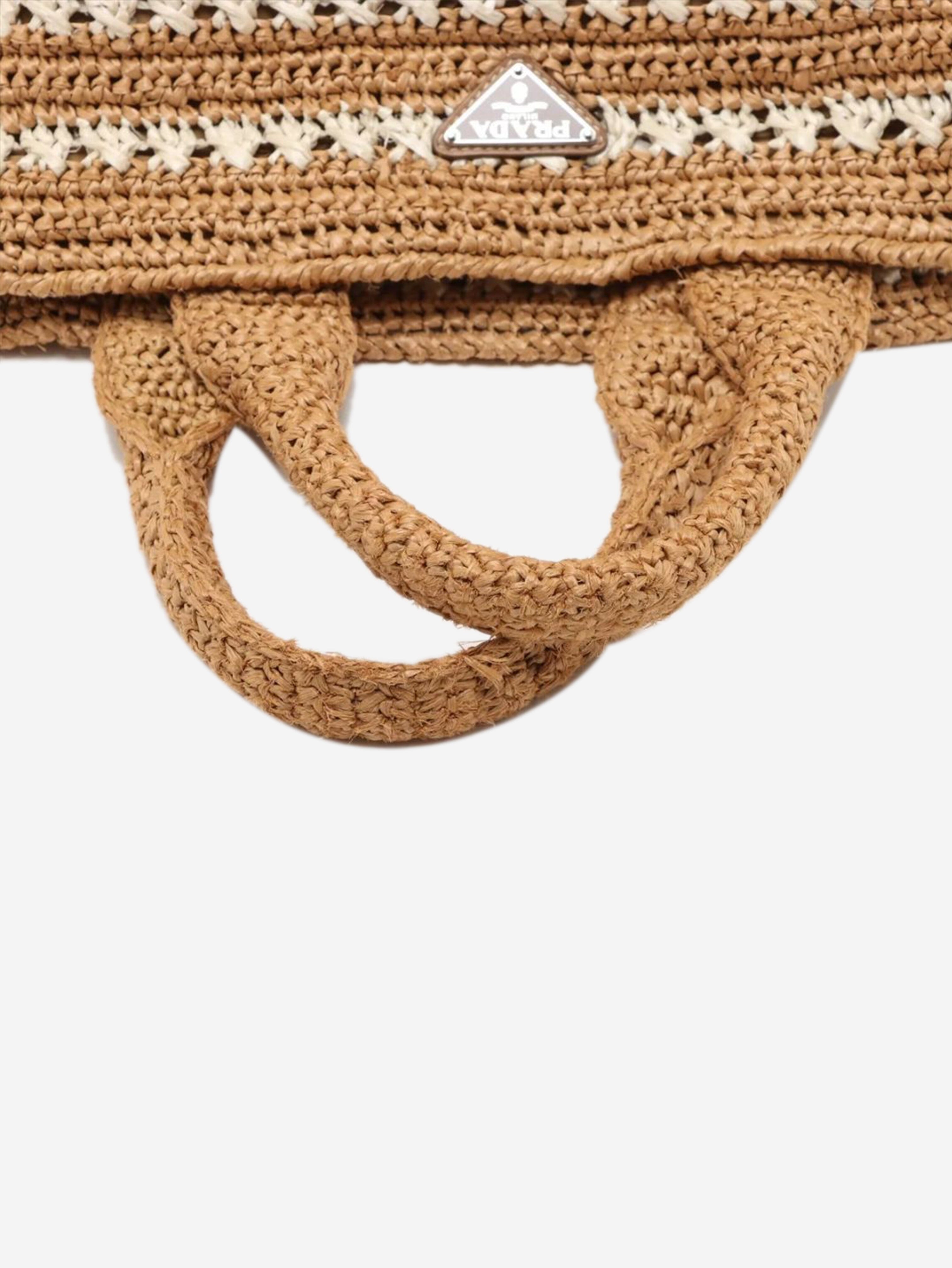 Neutral Canapa raffia tote bag Tote Bags Prada 