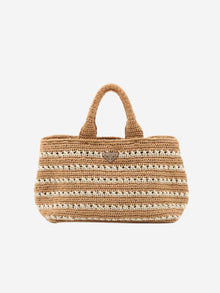 Neutral Canapa raffia tote bag Tote Bags Prada 