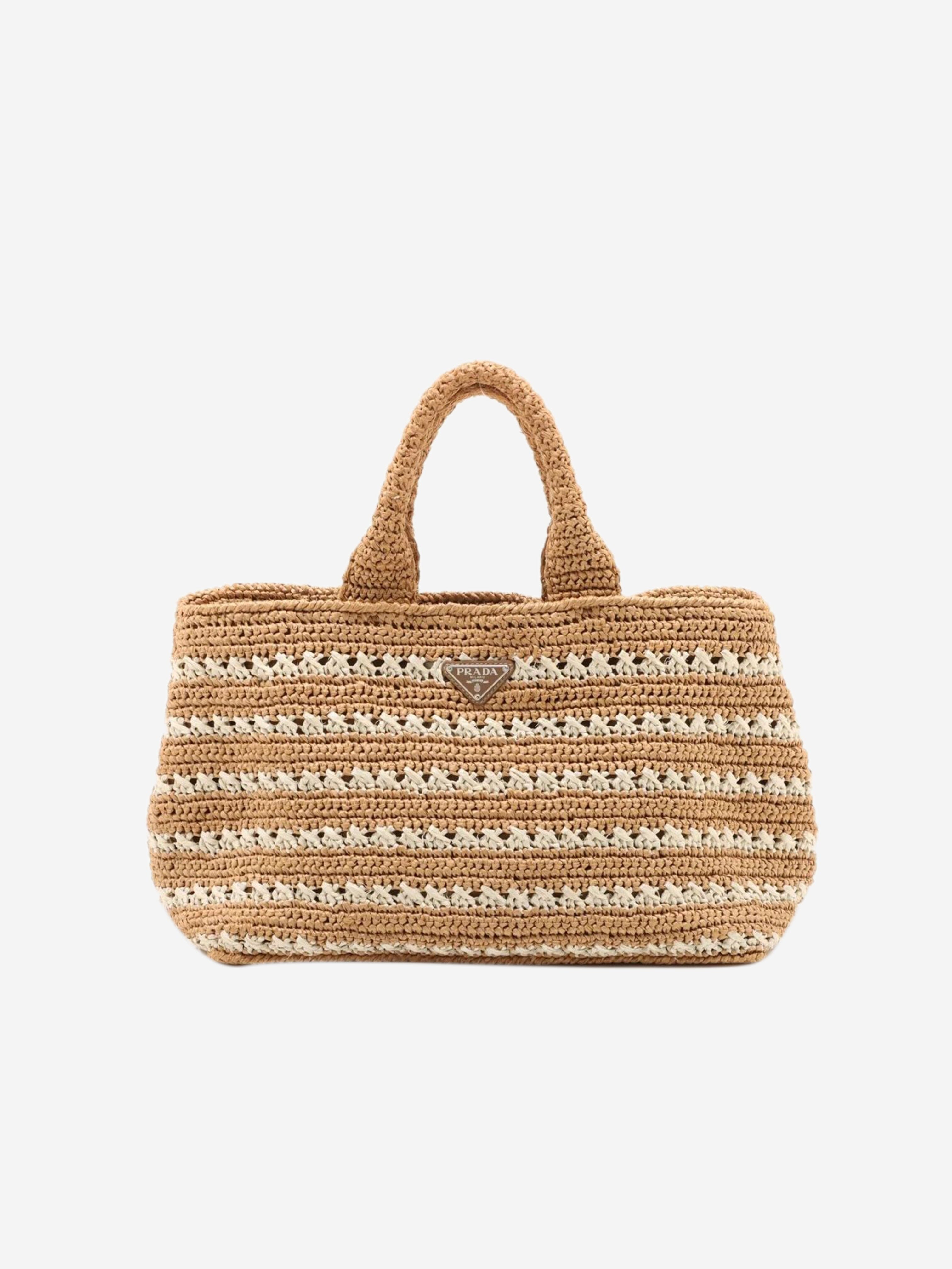 Neutral Canapa raffia tote bag Tote Bags Prada 