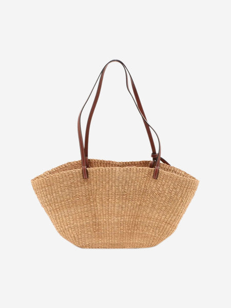 Neutral Anagram Shell raffia tote bag alternate image