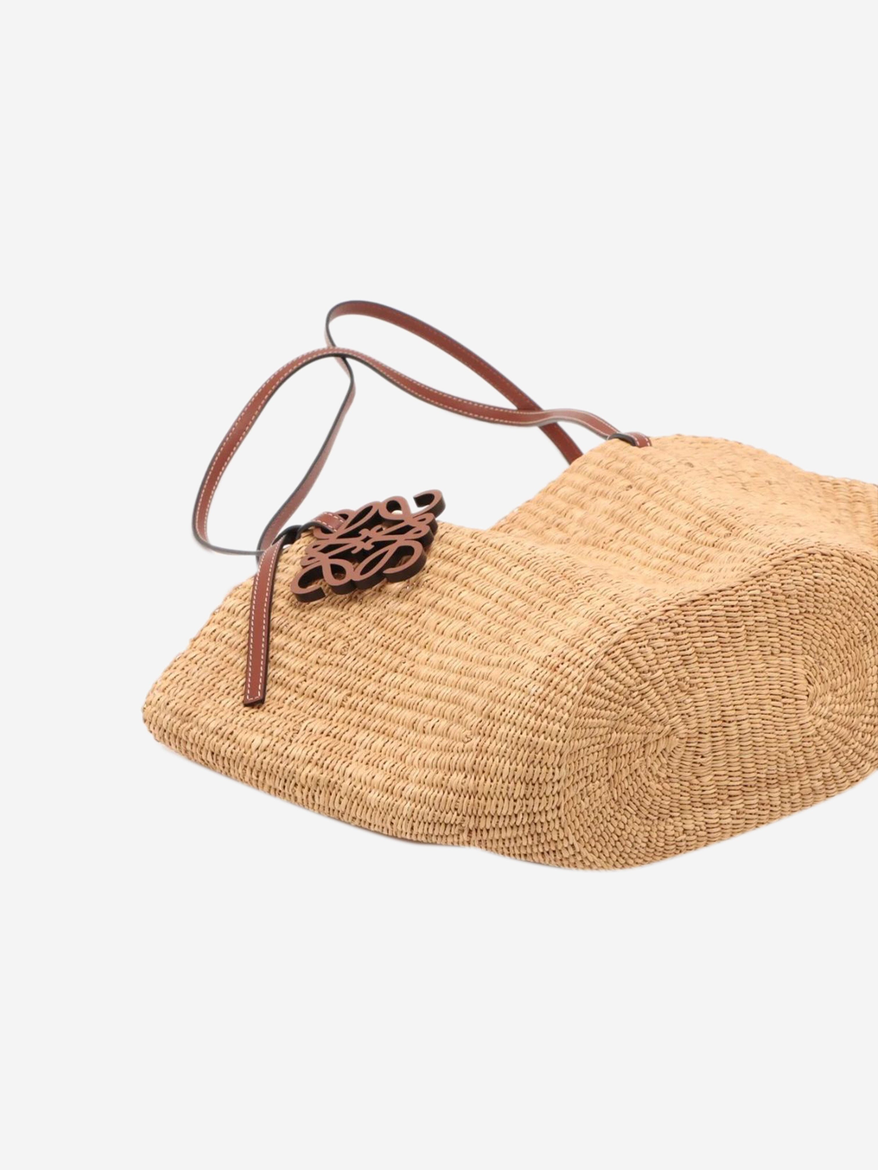 Neutral Anagram Shell raffia tote bag Tote Bags Loewe 