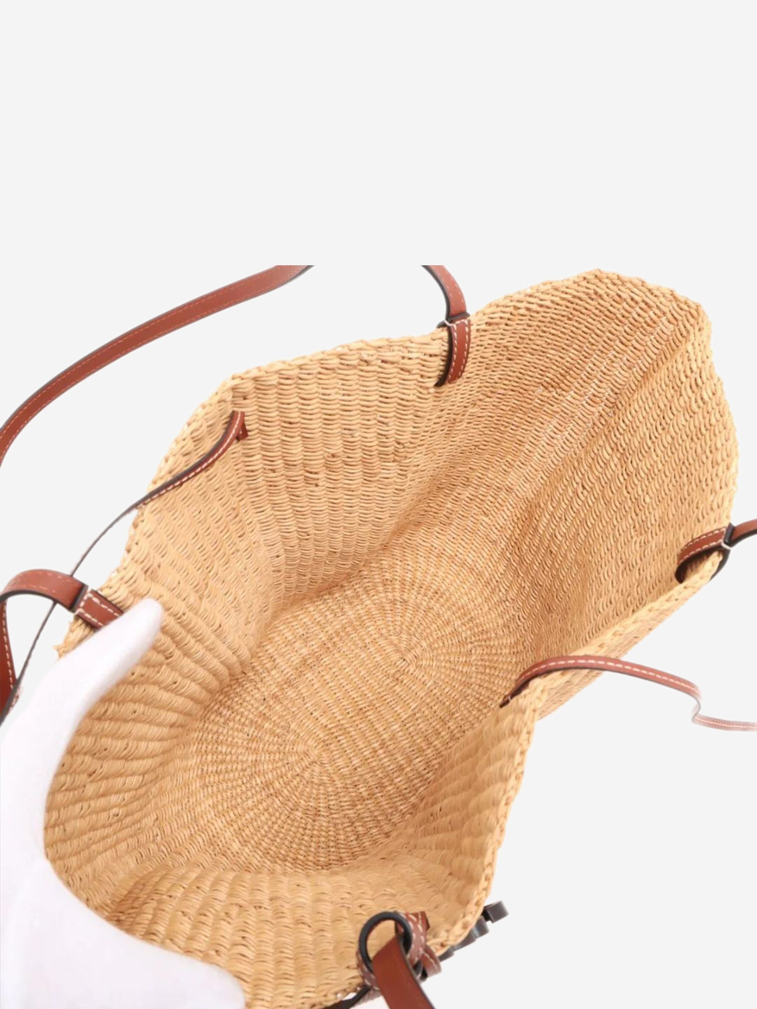 Neutral Anagram Shell raffia tote bag Tote Bags Loewe 