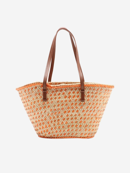 Neutral raffia & leather tote bag alternate image