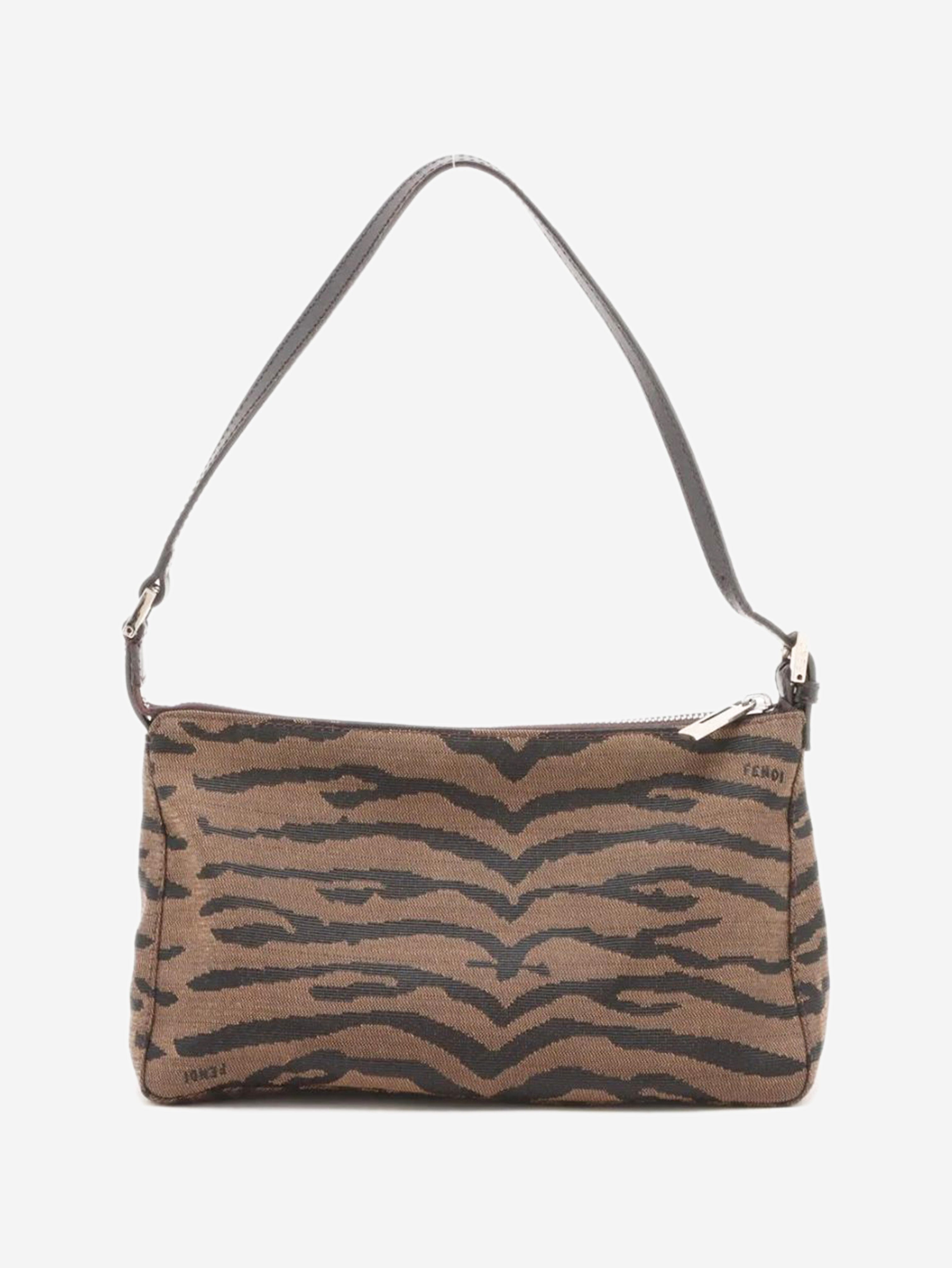 Brown tiger canvas shoulder bag Shoulder bags Fendi 