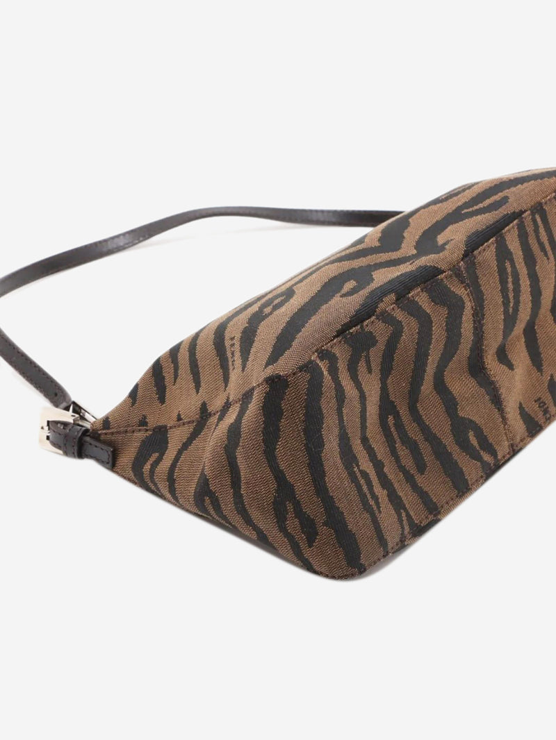 Brown tiger canvas shoulder bag Shoulder bags Fendi 