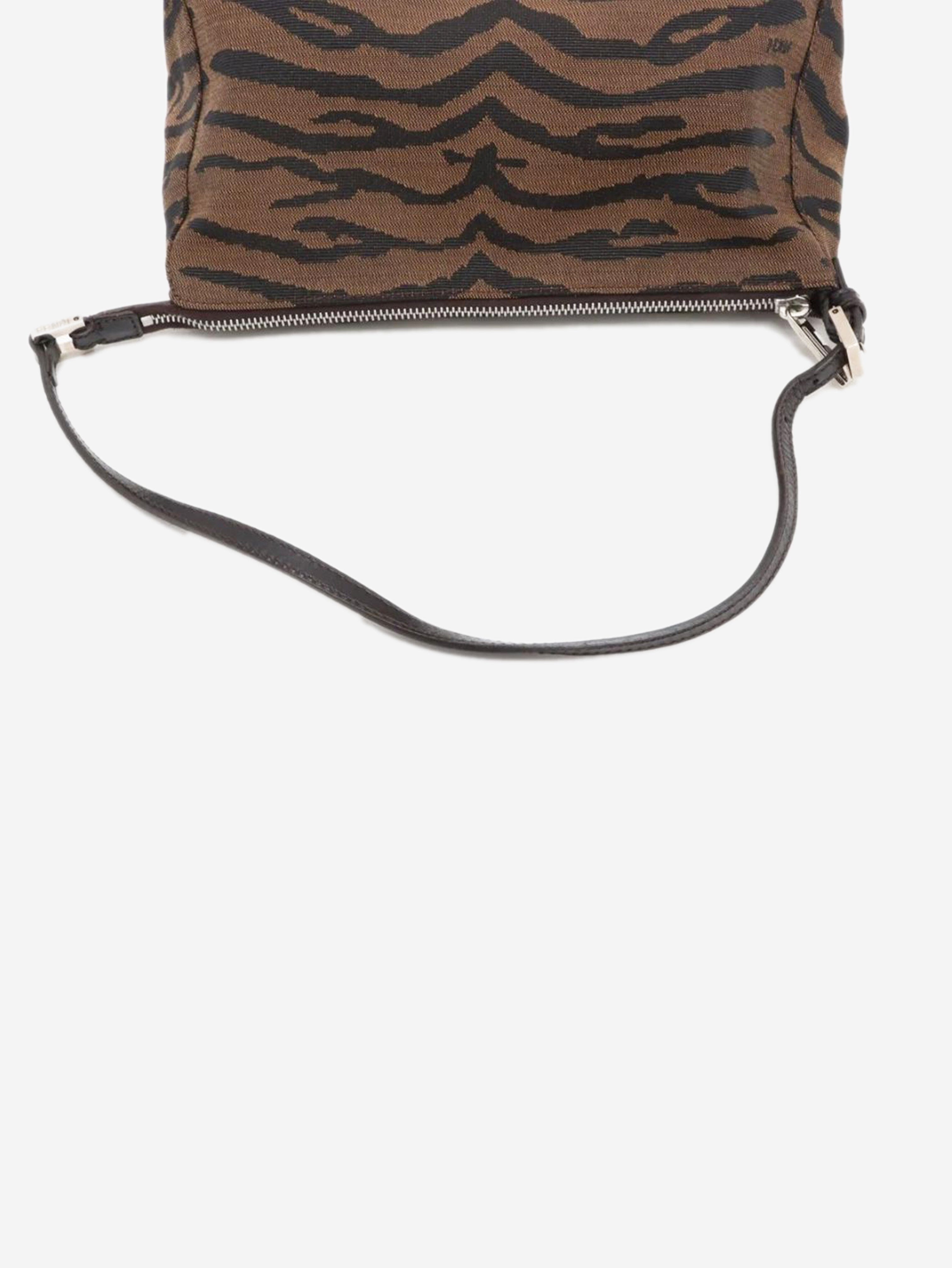 Brown tiger canvas shoulder bag Shoulder bags Fendi 