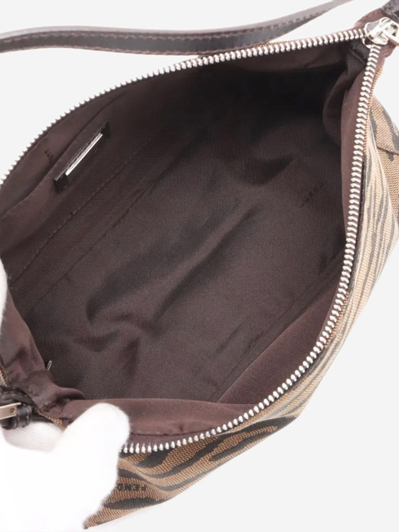 Brown tiger canvas shoulder bag Shoulder bags Fendi 