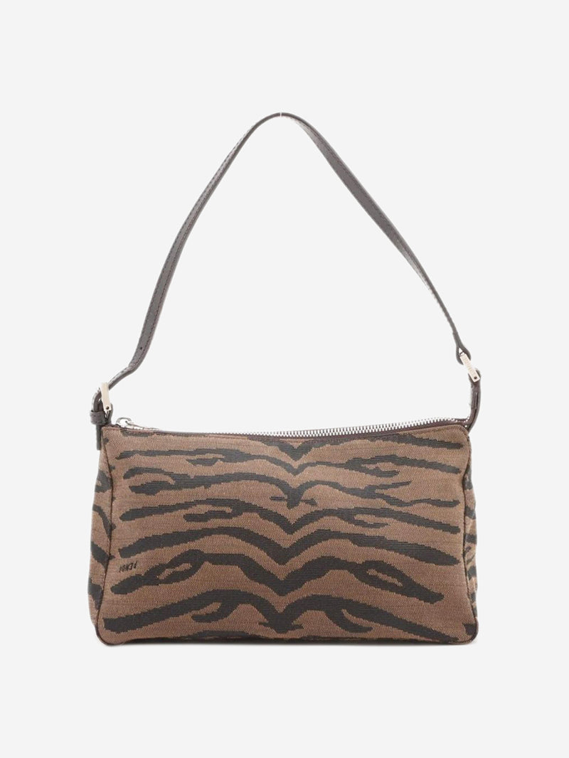 Brown tiger canvas shoulder bag Shoulder bags Fendi 