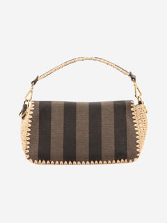 Brown Baguette canvas and raffia bag Shoulder bags Fendi 