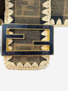 Brown Baguette canvas and raffia bag Shoulder bags Fendi 