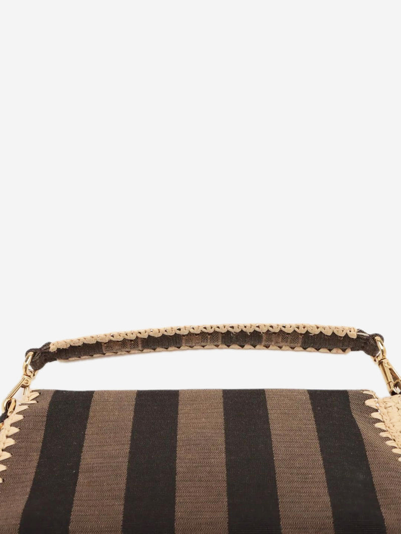 Brown Baguette canvas and raffia bag Shoulder bags Fendi 