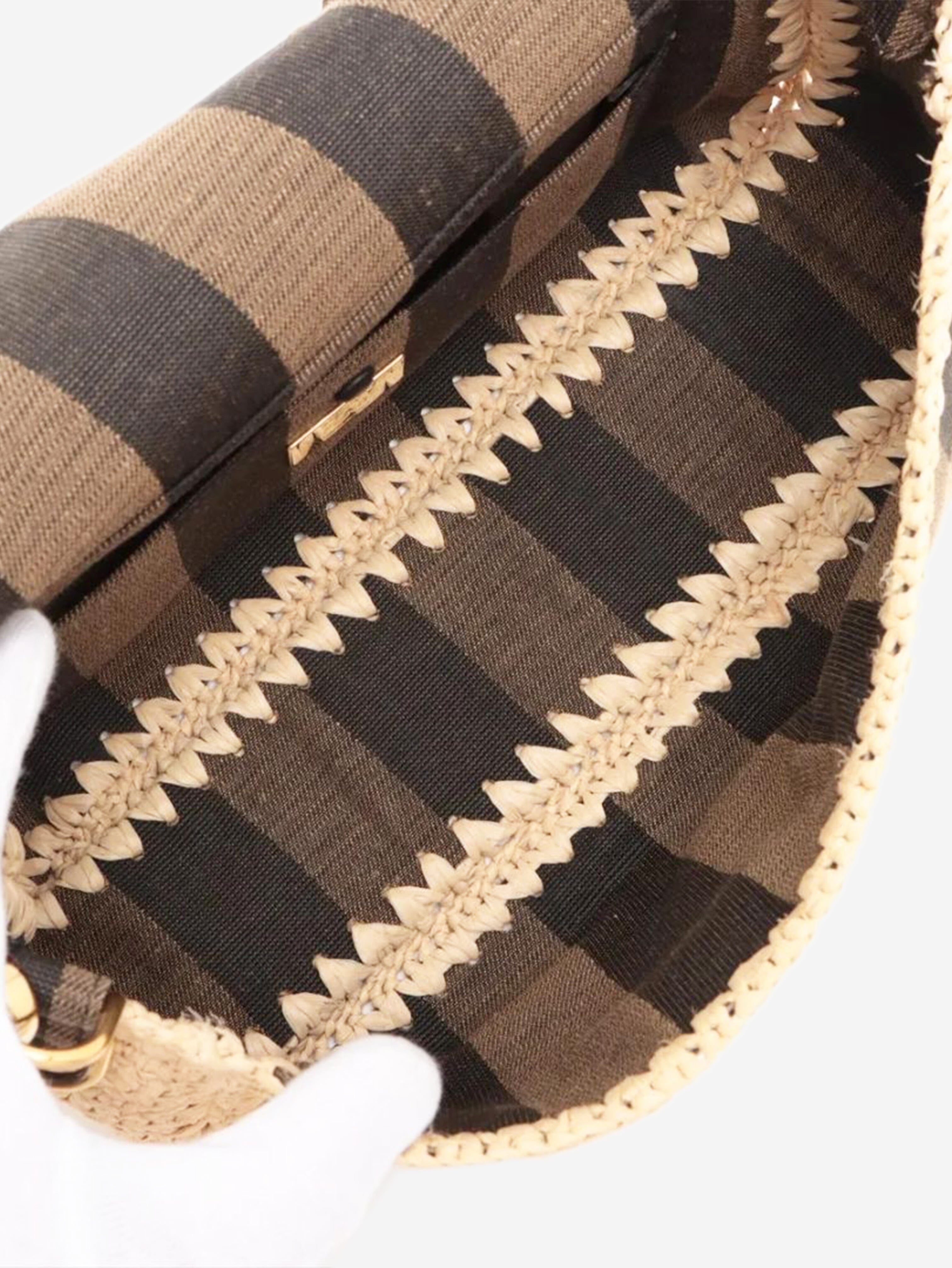 Brown Baguette canvas and raffia bag Shoulder bags Fendi 