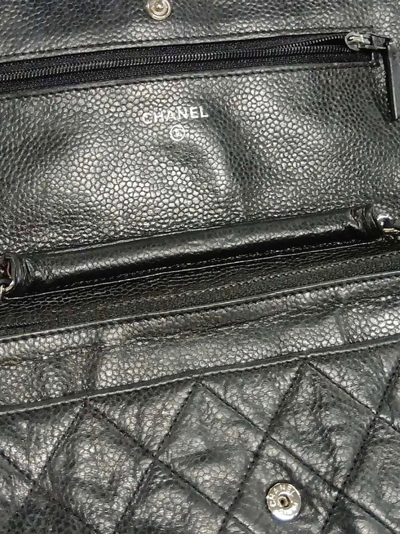 Black 2013 caviar quilted Wallet on Chain Cross-body Bags Chanel 