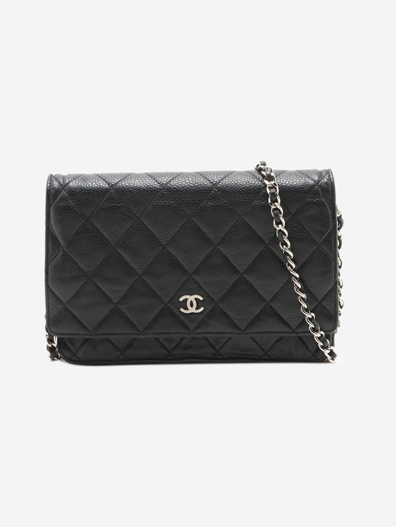 Black 2013 caviar quilted Wallet on Chain Cross-body Bags Chanel 