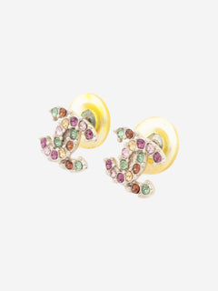 Silver Coco Mark A17K rhinestone earrings Earrings Chanel 