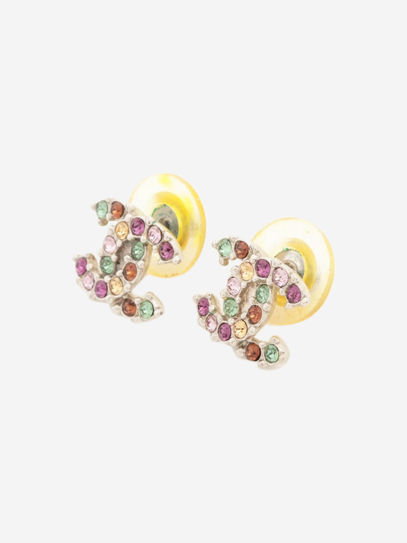 Silver Coco Mark A17K rhinestone earrings Earrings Chanel 