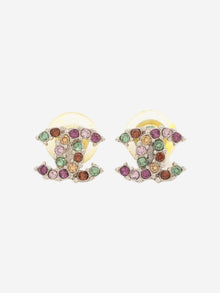 Silver Coco Mark A17K rhinestone earrings Earrings Chanel 