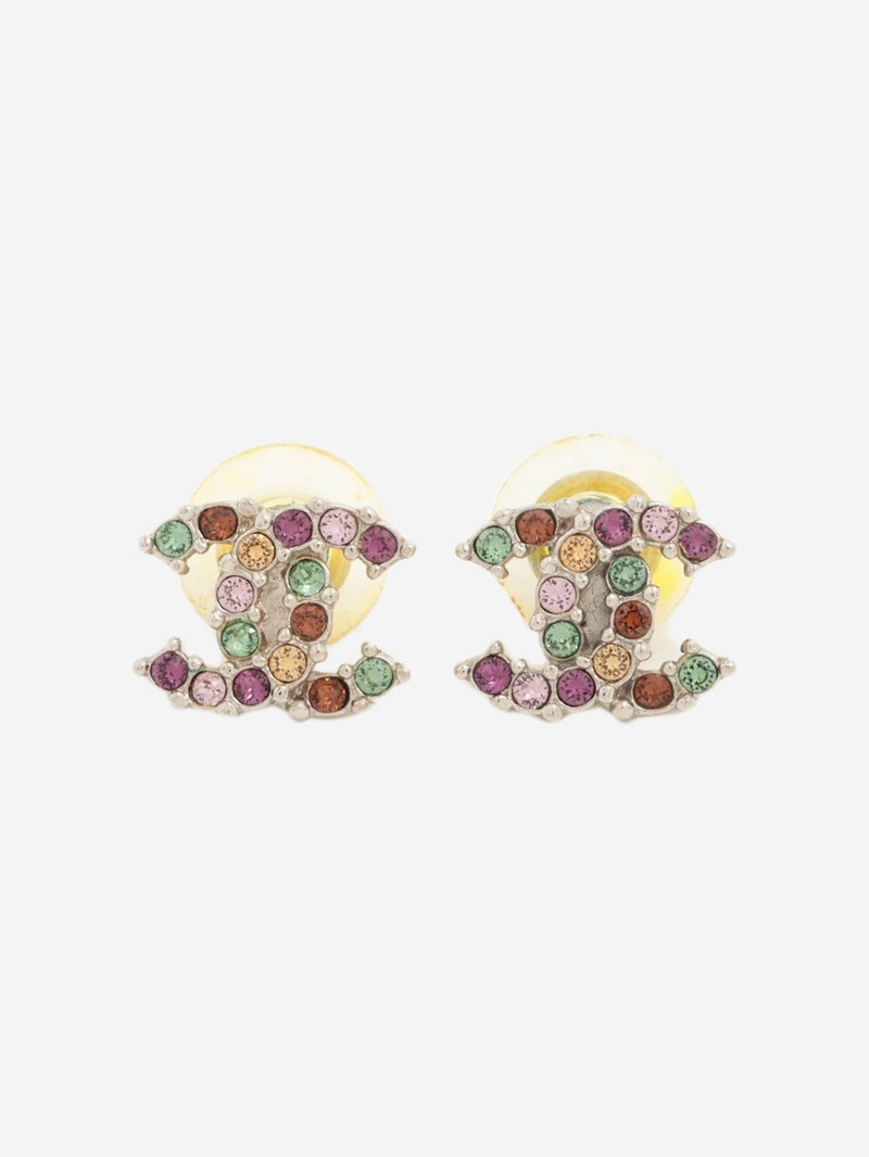 Silver Coco Mark A17K rhinestone earrings Earrings Chanel 