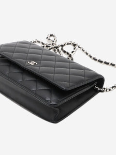 Black 2013 lambskin quilted Wallet on Chain Cross-body Bags Chanel 