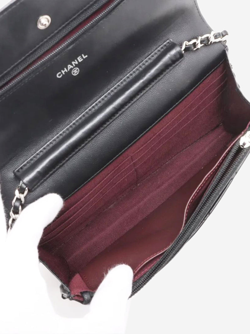 Black 2013 lambskin quilted Wallet on Chain Cross-body Bags Chanel 