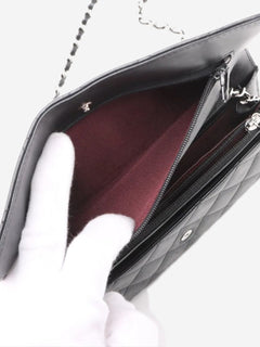 Black 2013 lambskin quilted Wallet on Chain Cross-body Bags Chanel 