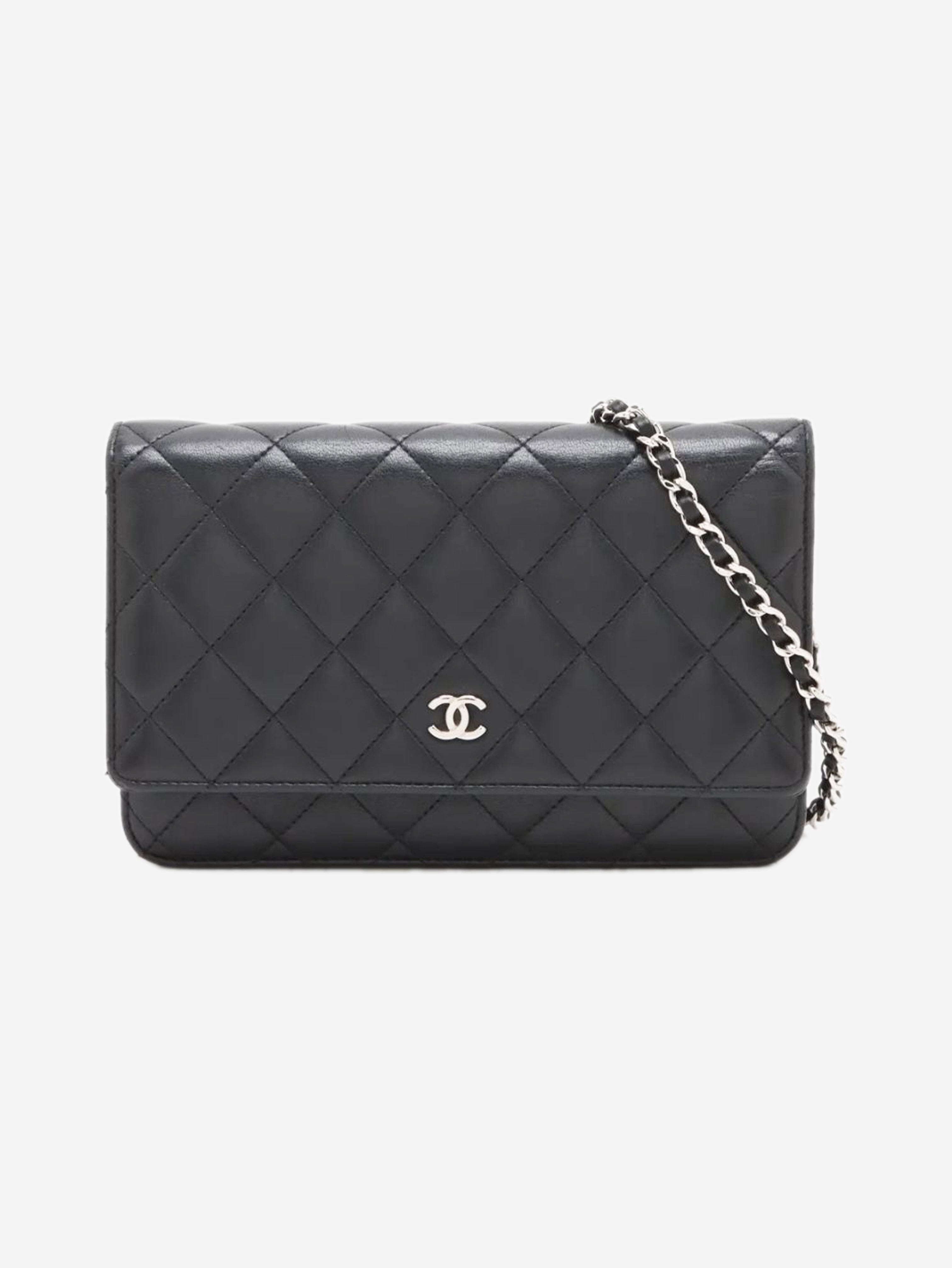 Black 2013 lambskin quilted Wallet on Chain Cross-body Bags Chanel 