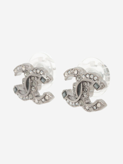 Silver Coco Mark rhinestone earrings Earrings Chanel 