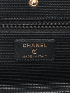 Chanel Black 2015 lambskin perforated Wallet on Chain