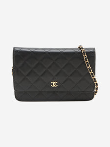 Chanel Black 2015 lambskin perforated Wallet on Chain