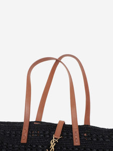 Saint Laurent Black Paris Panier raffia tote bag