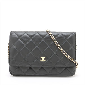 Chanel Black 2014 lambskin quilted Wallet on Chain