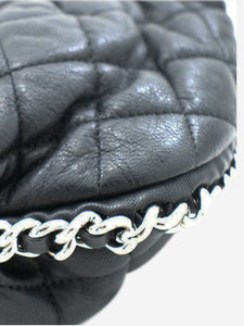 Chanel Black silver hardware 2011 lambskin leather shoulder bag