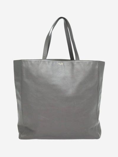 Grey large leather tote bag