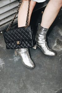 Chanel Silver boots with back zip - size EU 41.5