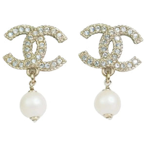 Chanel Gold Coco pearl drop earrings