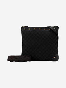 Gucci Black GG canvas studded shoulder bag