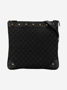 Gucci Black GG canvas studded shoulder bag