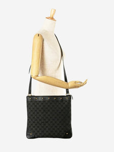 Gucci Black GG canvas studded shoulder bag