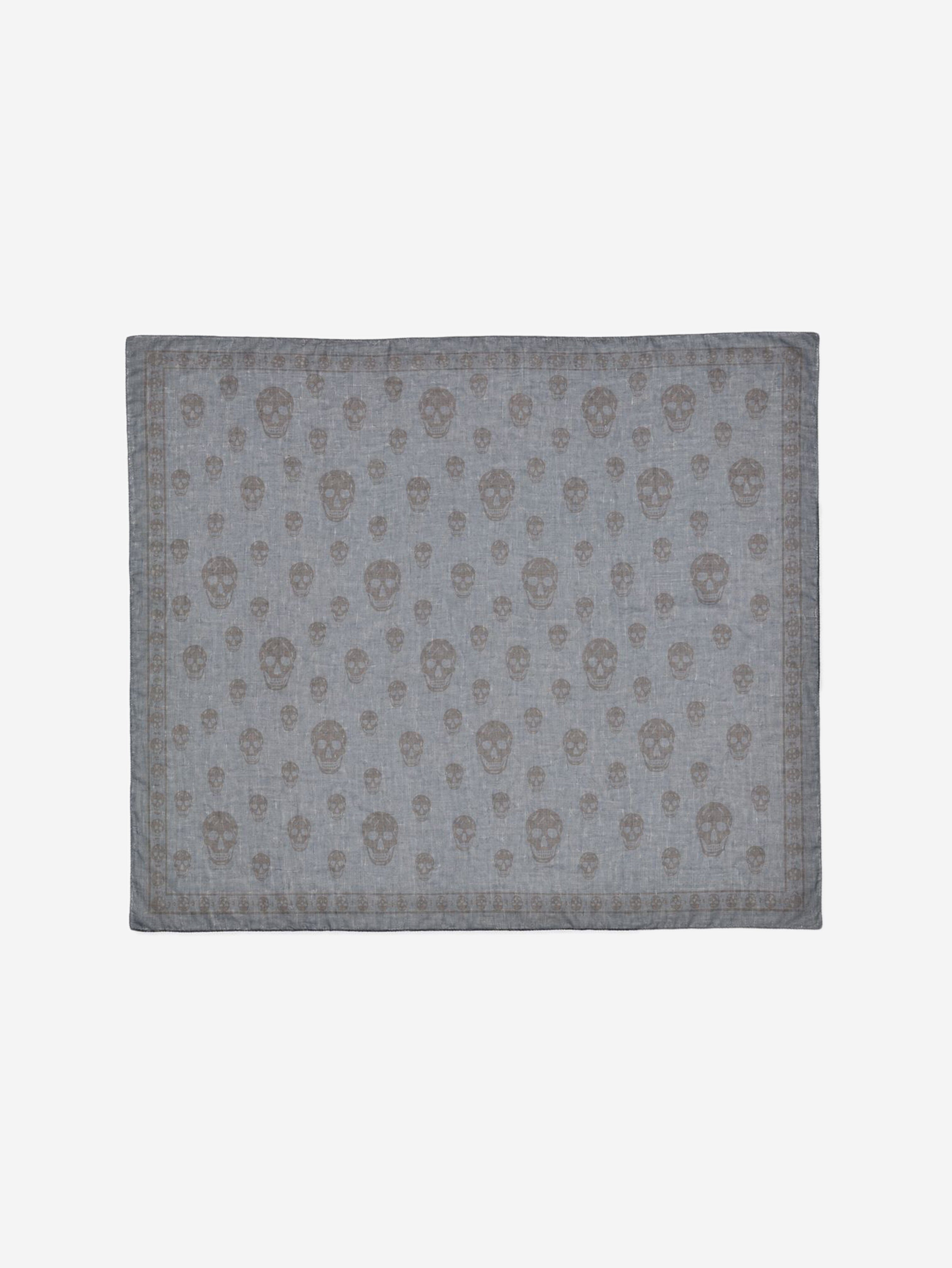 Navy silk skull printed scarf Scarves Alexander McQueen 