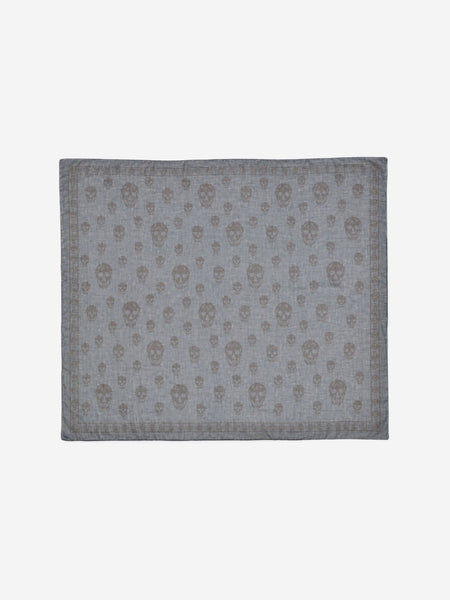 Navy silk skull printed scarf product image