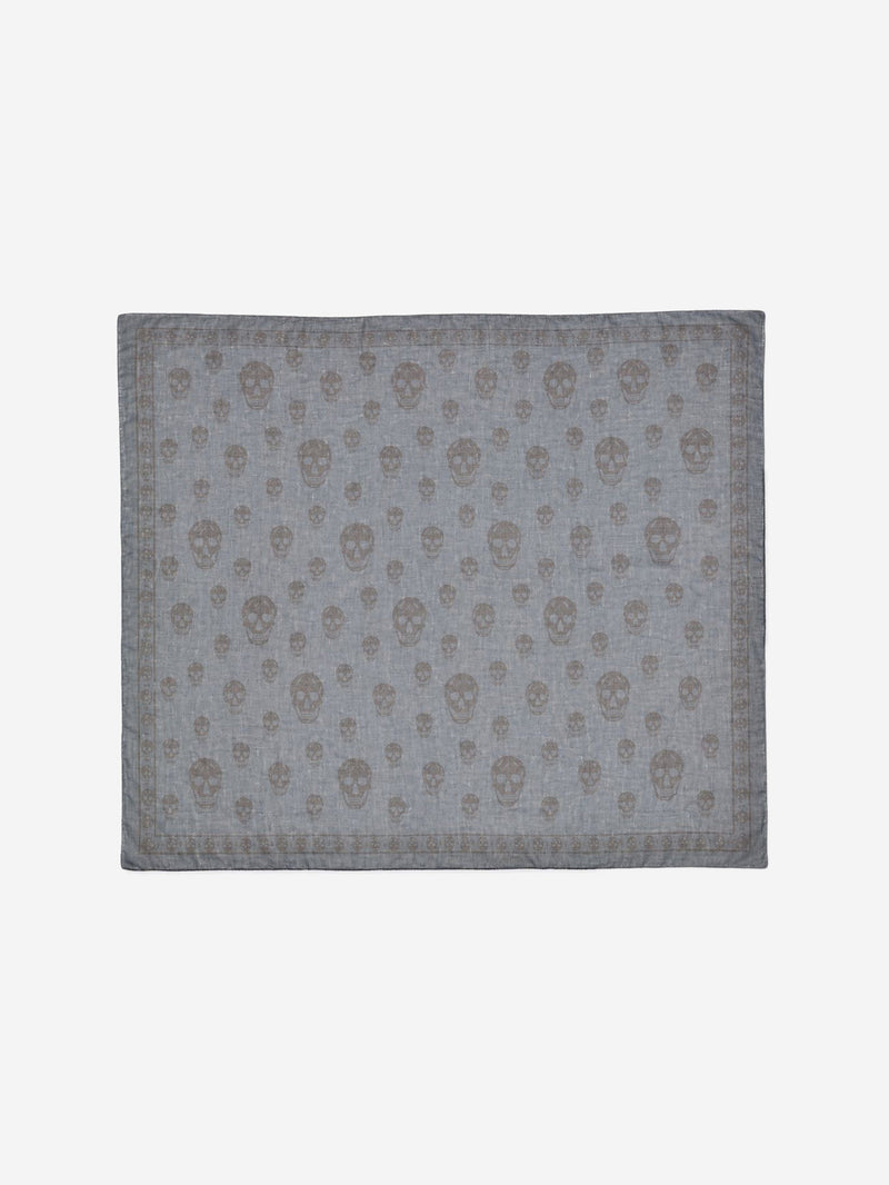 Navy silk skull printed scarf Scarves Alexander McQueen 