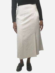 ME+EM Cream wool-blend panelled midi skirt - size UK 12