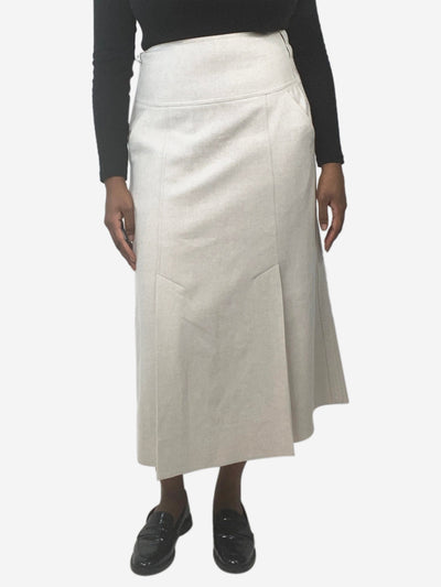 Cream wool-blend panelled midi skirt - size UK 12 Skirts ME+EM 