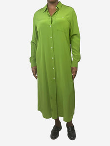 Aspesi Green silk shirt midi dress - size UK 14